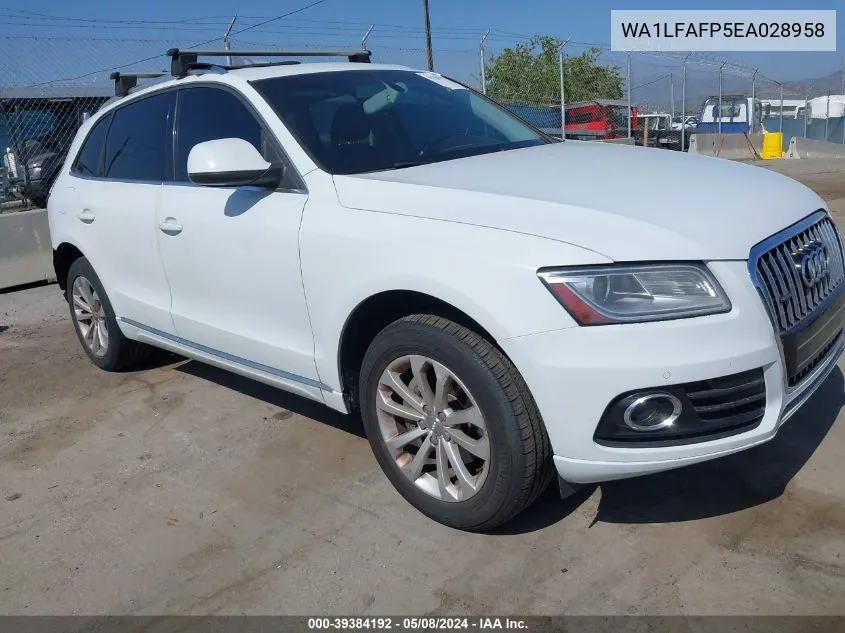 2014 Audi Q5 2.0T Premium VIN: WA1LFAFP5EA028958 Lot: 39384192