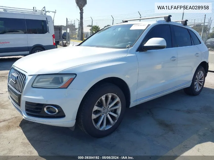 2014 Audi Q5 2.0T Premium VIN: WA1LFAFP5EA028958 Lot: 39384192