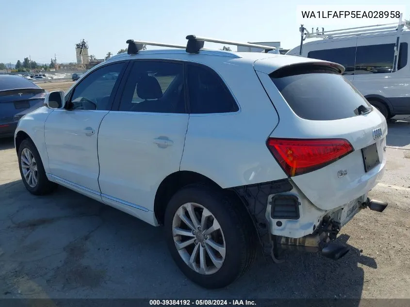 2014 Audi Q5 2.0T Premium VIN: WA1LFAFP5EA028958 Lot: 39384192