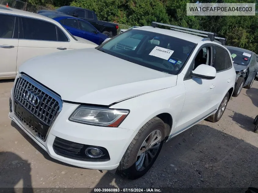 2014 Audi Q5 2.0T Premium VIN: WA1CFAFP0EA048003 Lot: 39860893