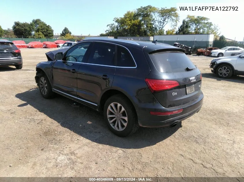 2014 Audi Q5 2.0T Premium VIN: WA1LFAFP7EA122792 Lot: 40346009