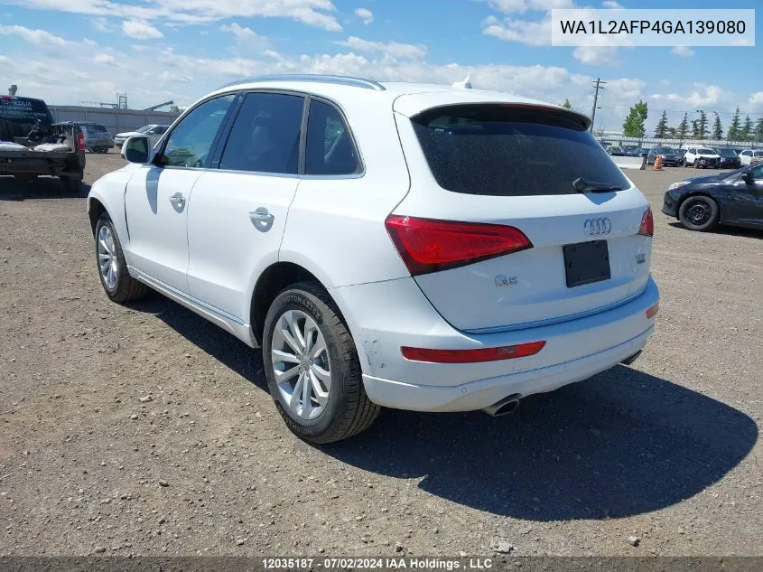 2016 Audi Q5 VIN: WA1L2AFP4GA139080 Lot: 12035187