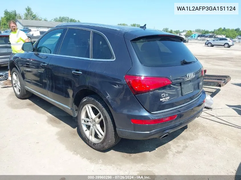 2016 Audi Q5 2.0T Premium VIN: WA1L2AFP3GA151124 Lot: 39960298