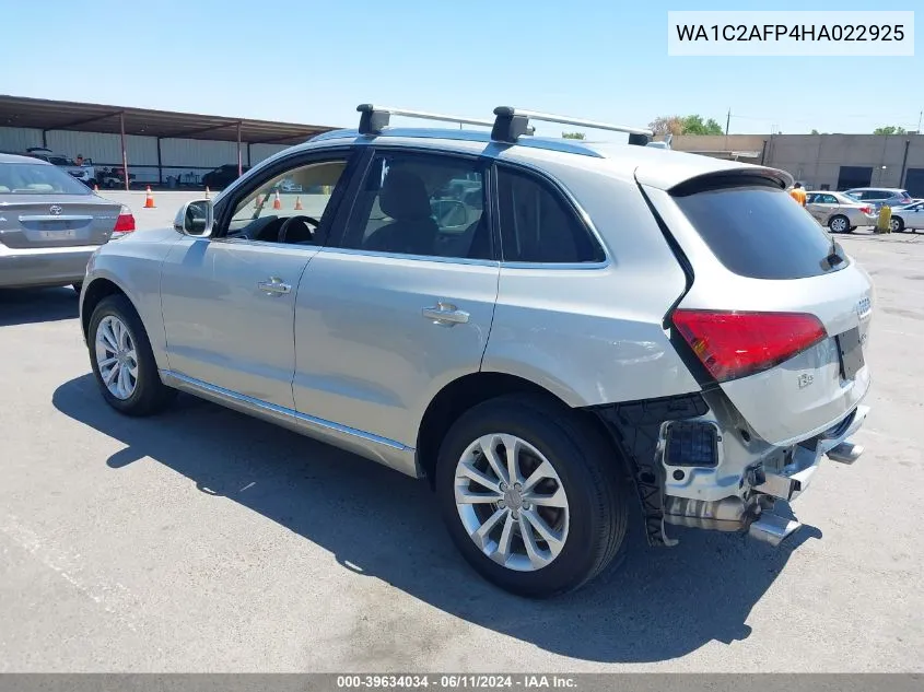 2017 Audi Q5 2.0T Premium VIN: WA1C2AFP4HA022925 Lot: 39634034