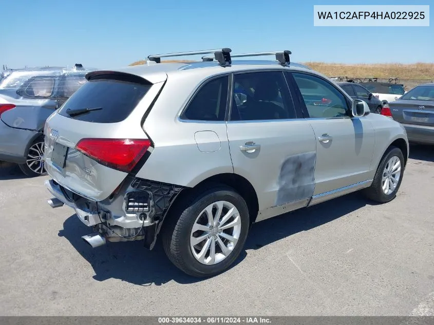 2017 Audi Q5 2.0T Premium VIN: WA1C2AFP4HA022925 Lot: 39634034