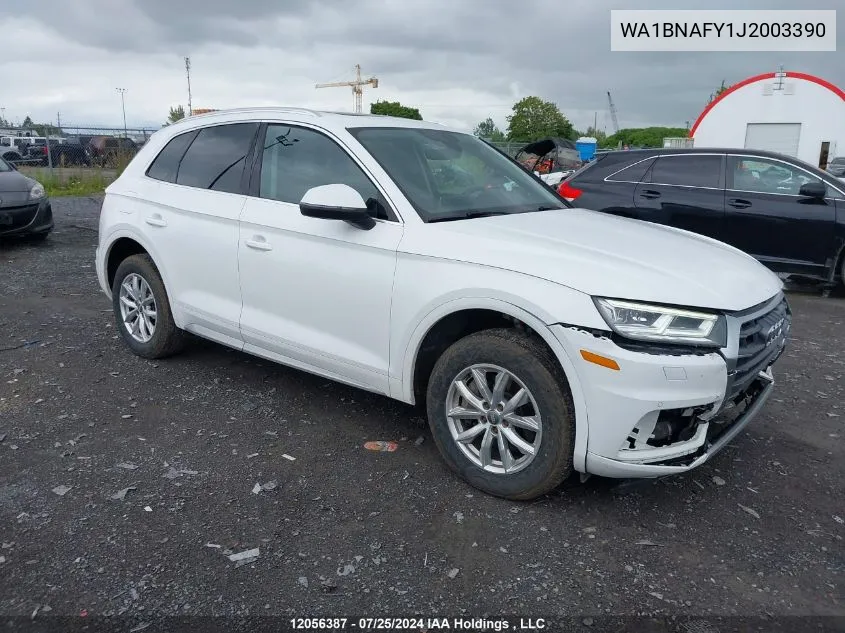 2018 Audi Q5 VIN: WA1BNAFY1J2003390 Lot: 12056387