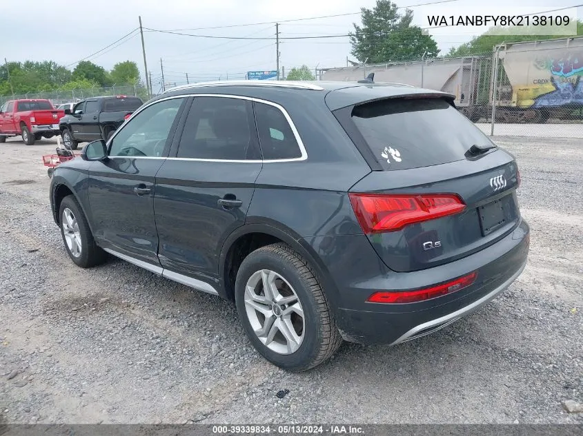 2019 Audi Q5 45 Premium VIN: WA1ANBFY8K2138109 Lot: 39339834