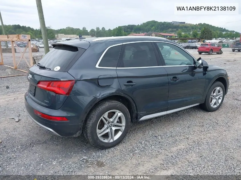 2019 Audi Q5 45 Premium VIN: WA1ANBFY8K2138109 Lot: 39339834