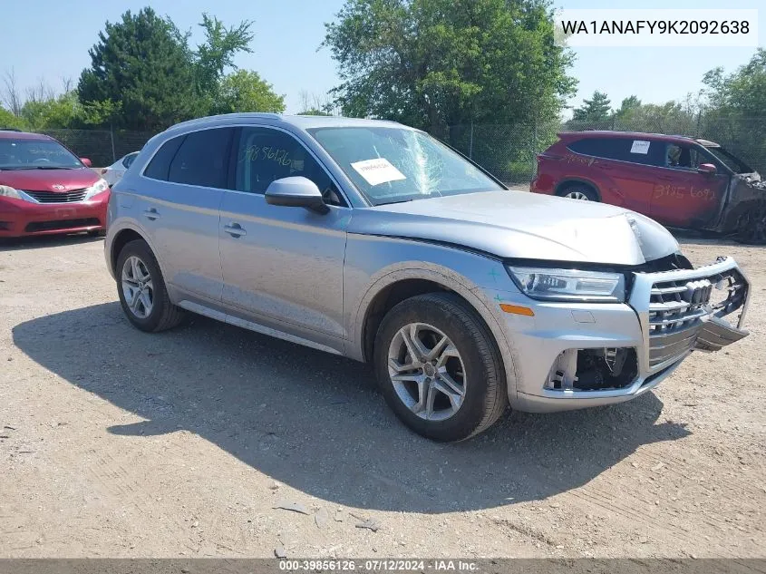 2019 Audi Q5 Premium VIN: WA1ANAFY9K2092638 Lot: 39856126