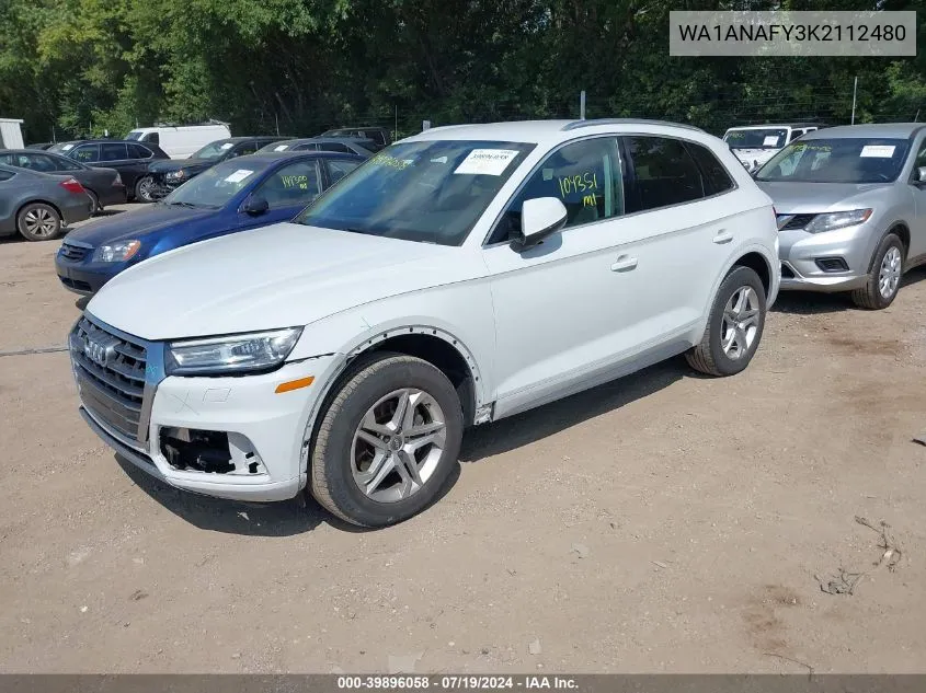 2019 Audi Q5 45 Premium VIN: WA1ANAFY3K2112480 Lot: 39896058