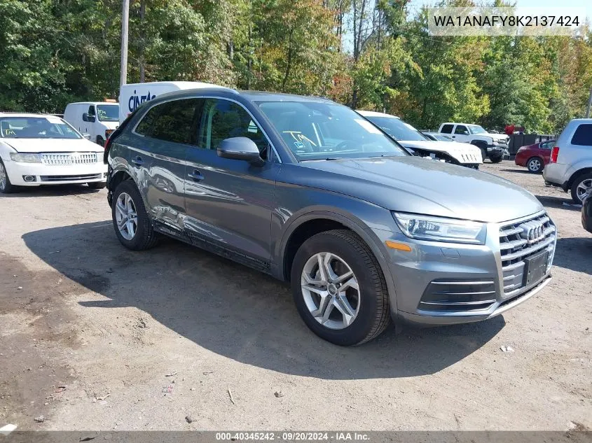 WA1ANAFY8K2137424 2019 Audi Q5 45 Premium