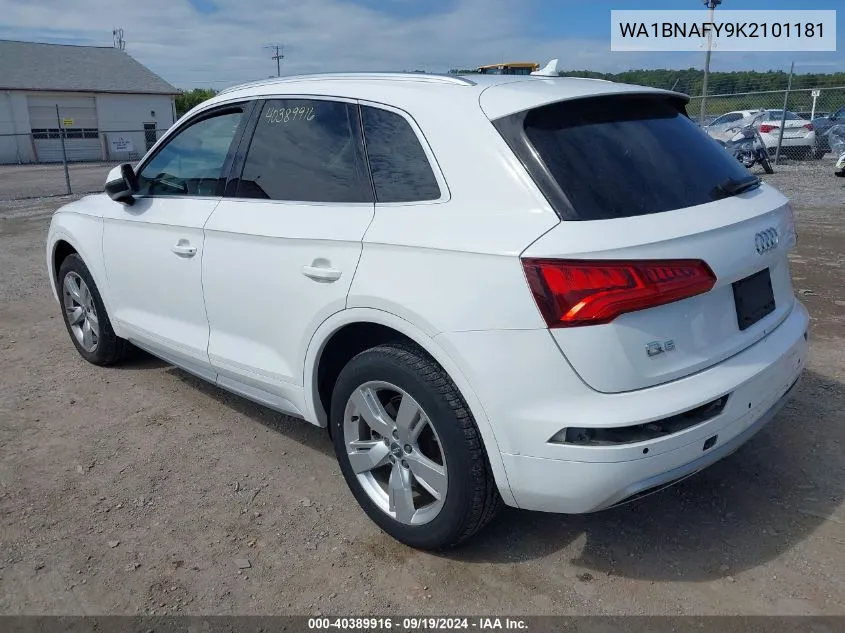 2019 Audi Q5 45 Premium VIN: WA1BNAFY9K2101181 Lot: 40389916