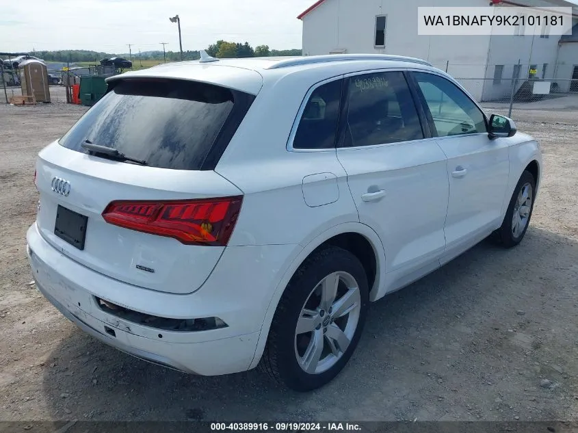 2019 Audi Q5 45 Premium VIN: WA1BNAFY9K2101181 Lot: 40389916