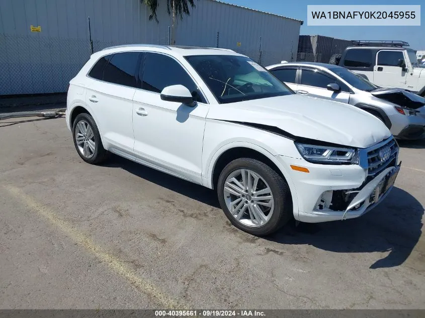 2019 Audi Q5 45 Premium VIN: WA1BNAFY0K2045955 Lot: 40395661