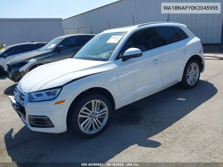 2019 Audi Q5 45 Premium VIN: WA1BNAFY0K2045955 Lot: 40395661