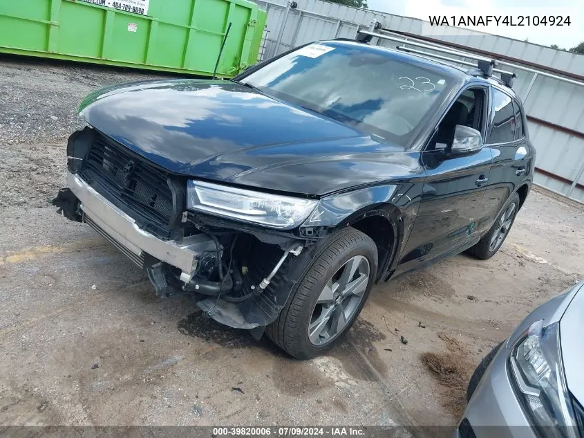 2020 Audi Q5 Premium 45 Tfsi Quattro S Tronic VIN: WA1ANAFY4L2104924 Lot: 39820006