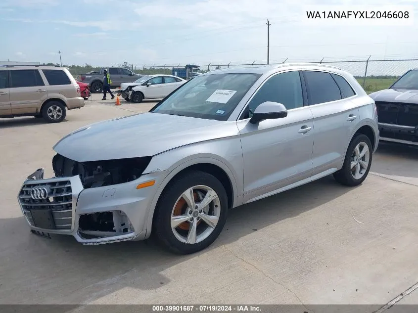 2020 Audi Q5 Premium 45 Tfsi Quattro S Tronic VIN: WA1ANAFYXL2046608 Lot: 39901687