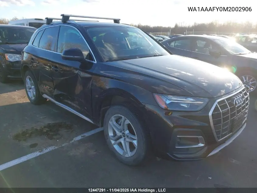 WA1AAAFY0M2002906 2021 Audi Q5 Premium