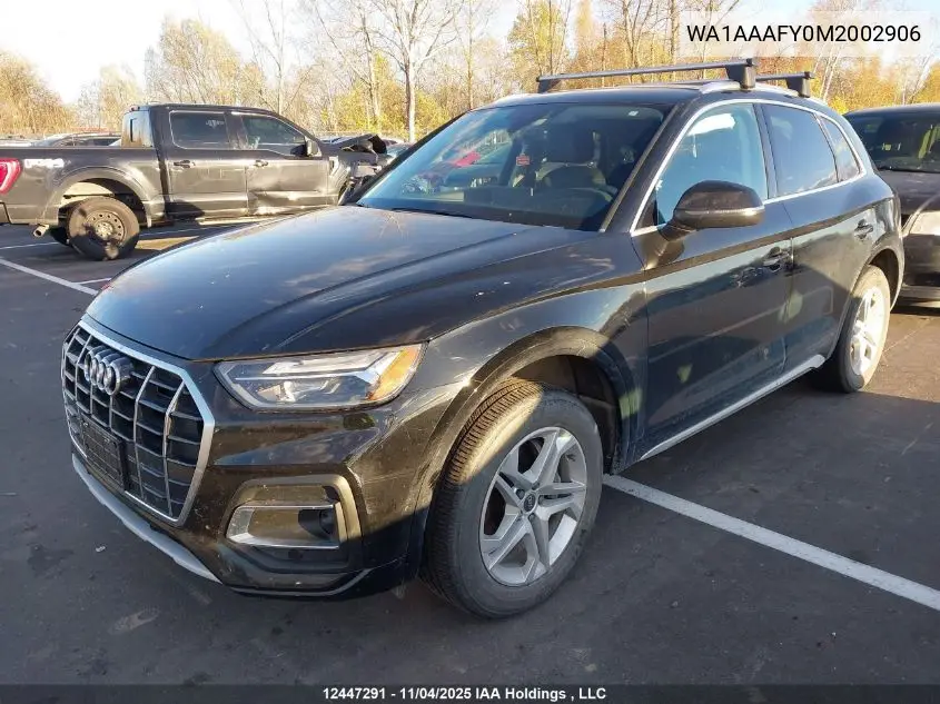 WA1AAAFY0M2002906 2021 Audi Q5 Premium