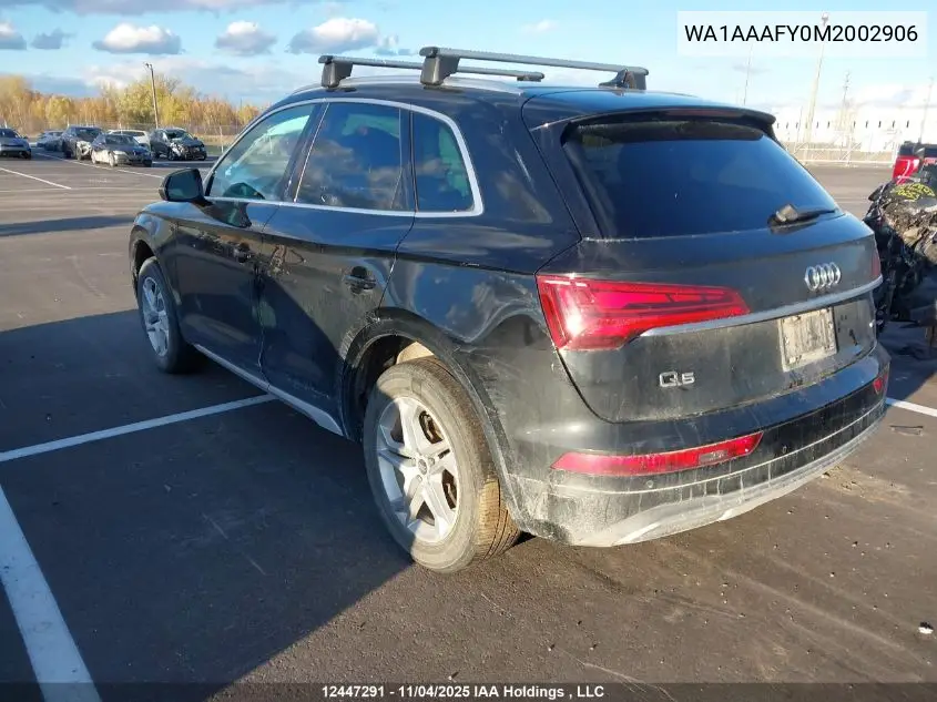 WA1AAAFY0M2002906 2021 Audi Q5 Premium