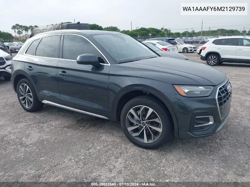 2021 Audi Q5 Premium VIN: WA1AAAFY6M2129739 Lot: 39823540