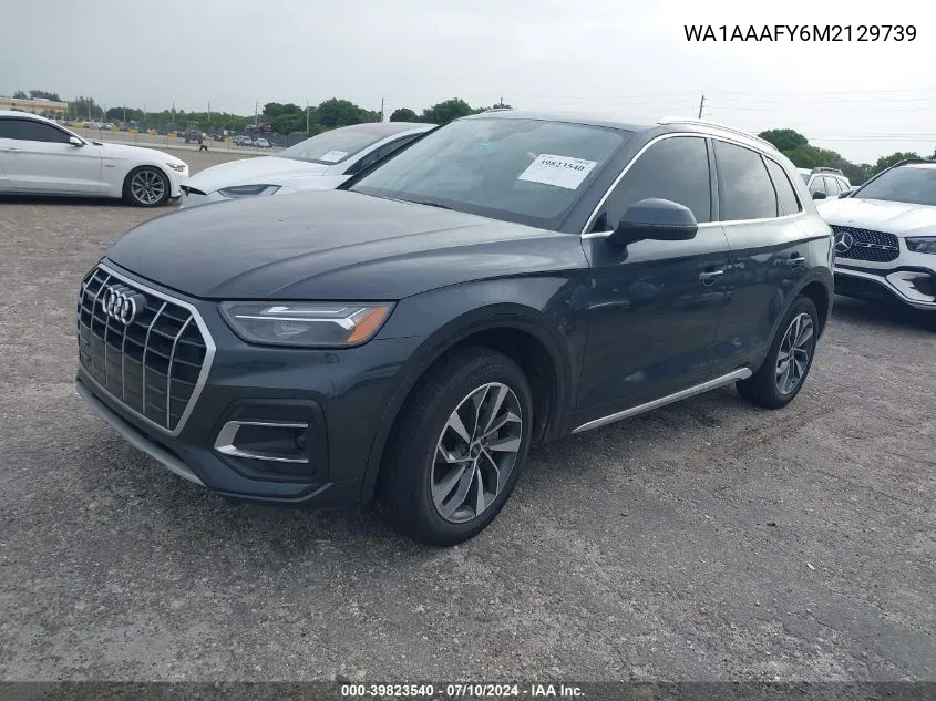 2021 Audi Q5 Premium VIN: WA1AAAFY6M2129739 Lot: 39823540