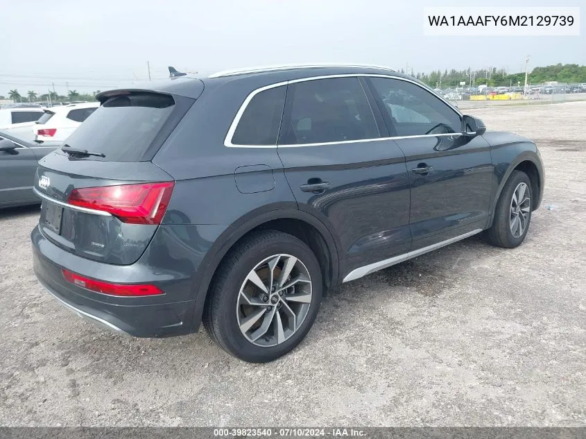 2021 Audi Q5 Premium VIN: WA1AAAFY6M2129739 Lot: 39823540