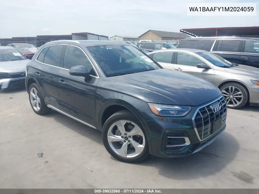 2021 Audi Q5 Premium Plus 45 Tfsi Quattro S Tronic VIN: WA1BAAFY1M2024059 Lot: 39832060