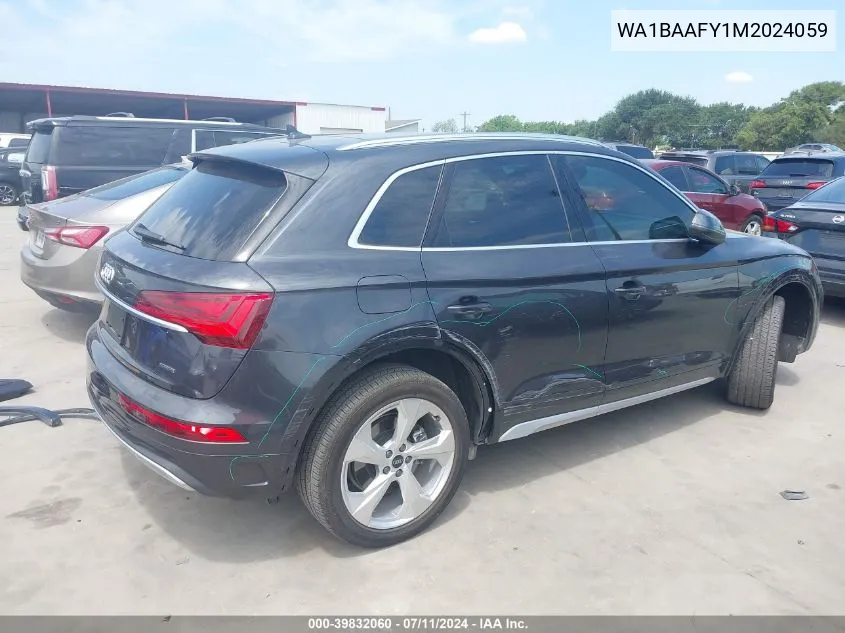 2021 Audi Q5 Premium Plus 45 Tfsi Quattro S Tronic VIN: WA1BAAFY1M2024059 Lot: 39832060