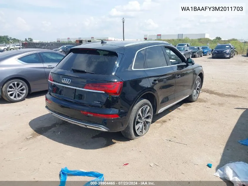 WA1BAAFY3M2011703 2021 Audi Q5 Premium Plus 45 Tfsi Quattro S Tronic