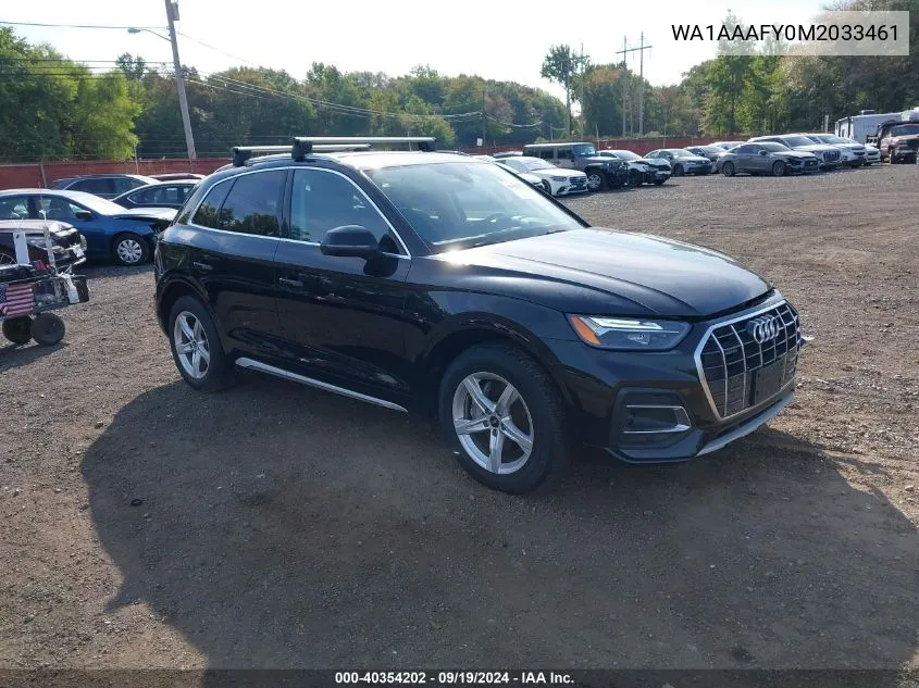 2021 Audi Q5 Premium 45 Tfsi Quattro S Tronic VIN: WA1AAAFY0M2033461 Lot: 40354202