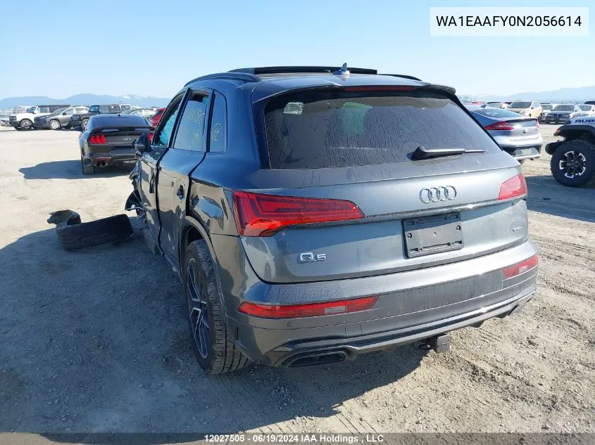 2022 Audi Q5 VIN: WA1EAAFY0N2056614 Lot: 12027505