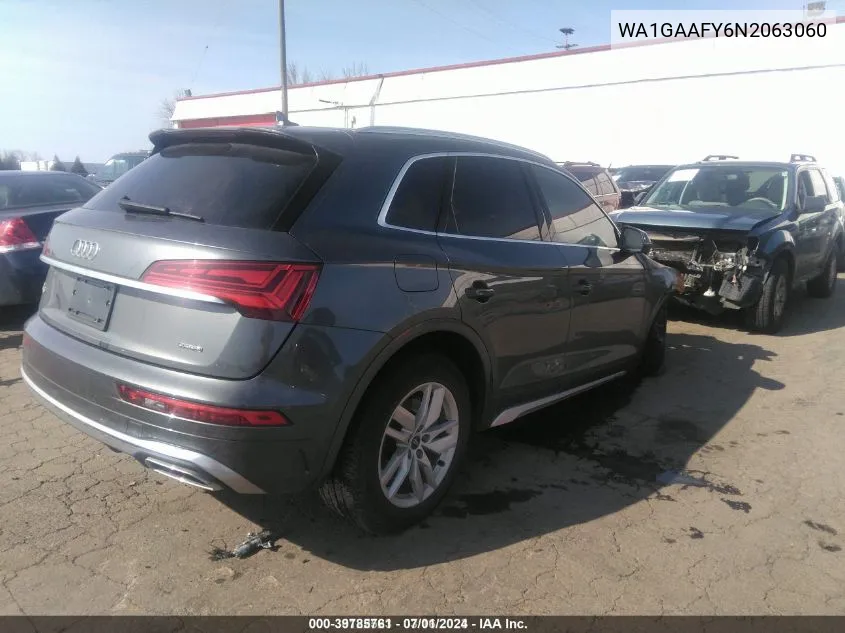 2022 Audi Q5 Premium 45 Tfsi S Line Quattro S Tronic VIN: WA1GAAFY6N2063060 Lot: 39785761