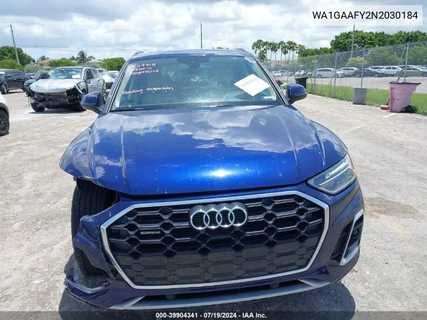 2022 Audi Q5 Premium 45 Tfsi S Line Quattro S Tronic VIN: WA1GAAFY2N2030184 Lot: 39904341