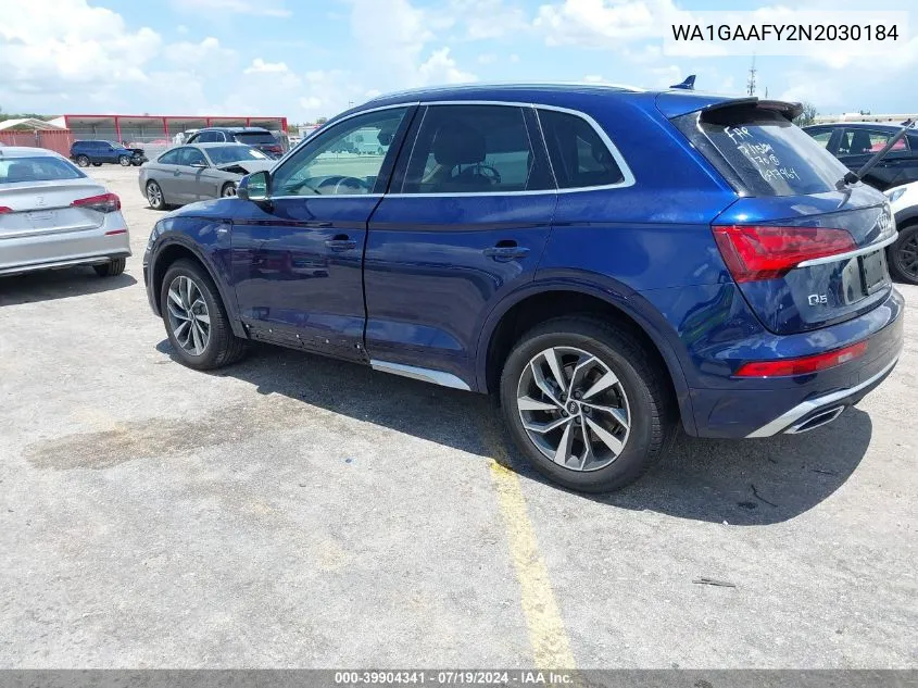 2022 Audi Q5 Premium 45 Tfsi S Line Quattro S Tronic VIN: WA1GAAFY2N2030184 Lot: 39904341