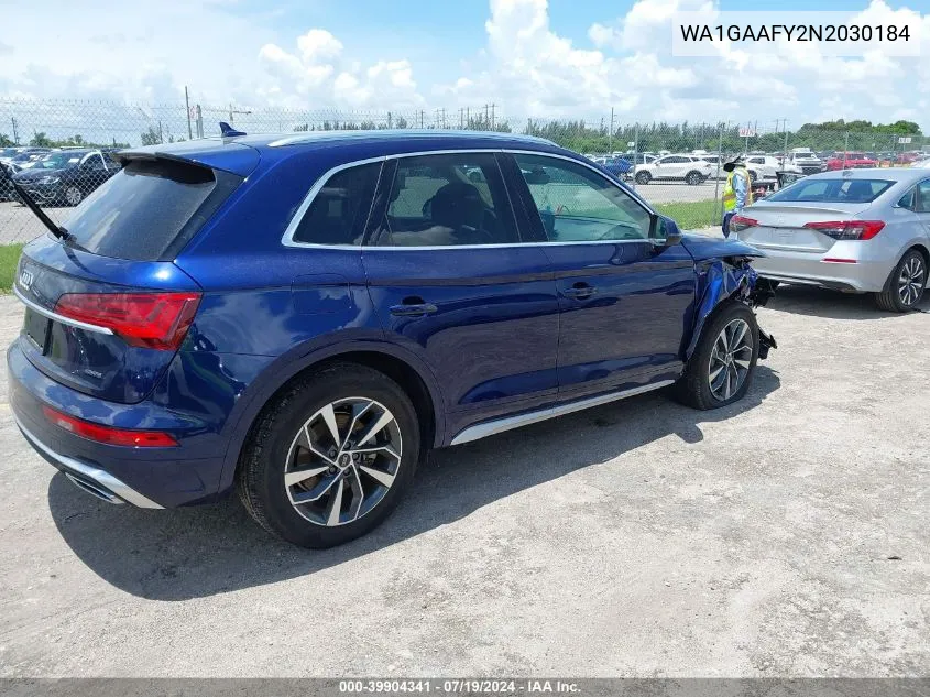 2022 Audi Q5 Premium 45 Tfsi S Line Quattro S Tronic VIN: WA1GAAFY2N2030184 Lot: 39904341