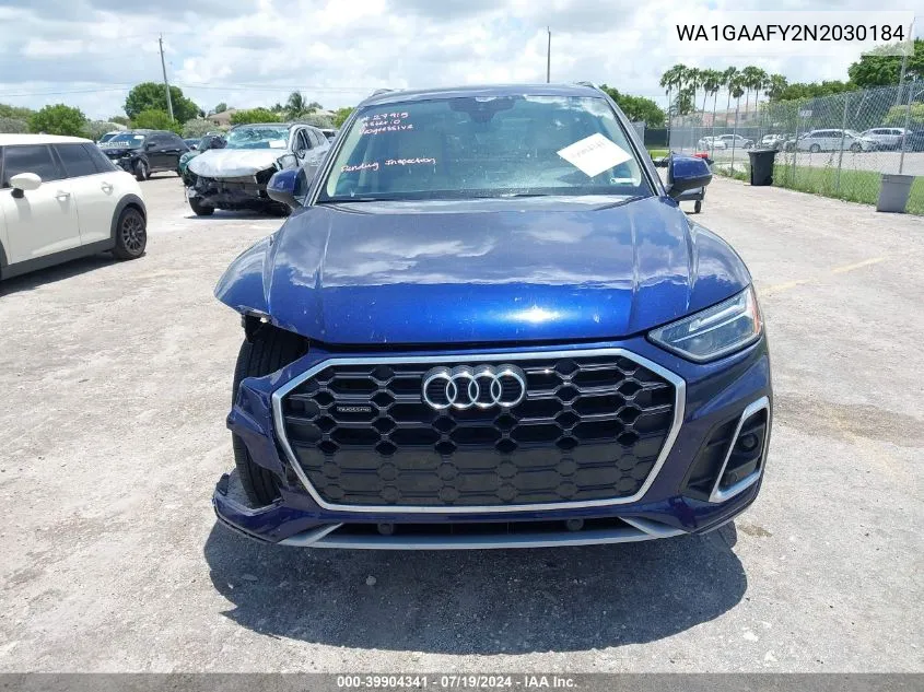 2022 Audi Q5 Premium 45 Tfsi S Line Quattro S Tronic VIN: WA1GAAFY2N2030184 Lot: 39904341