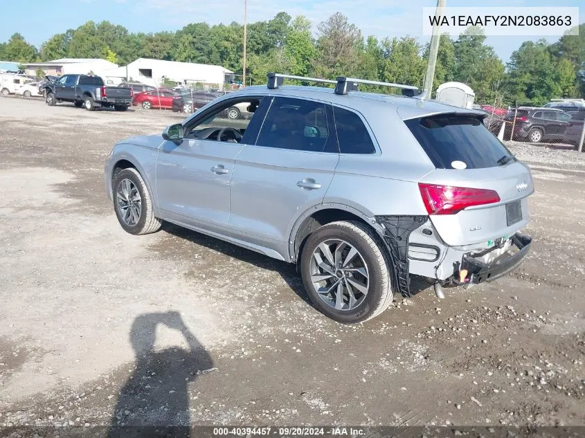 2022 Audi Q5 Premium Plus 45 Tfsi S Line Quattro S Tronic VIN: WA1EAAFY2N2083863 Lot: 40394457