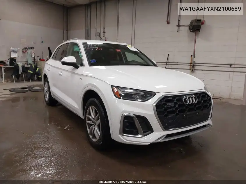 2022 Audi Q5 Premium 45 Tfsi S Line Quattro S Tronic VIN: WA1GAAFYXN2100689 Lot: 44705770