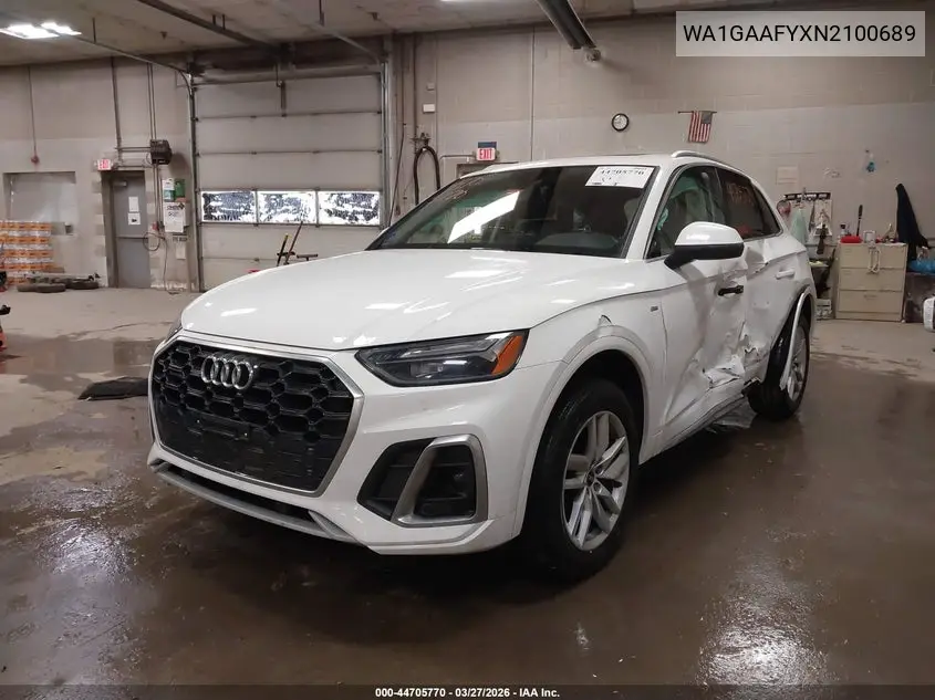 2022 Audi Q5 Premium 45 Tfsi S Line Quattro S Tronic VIN: WA1GAAFYXN2100689 Lot: 44705770
