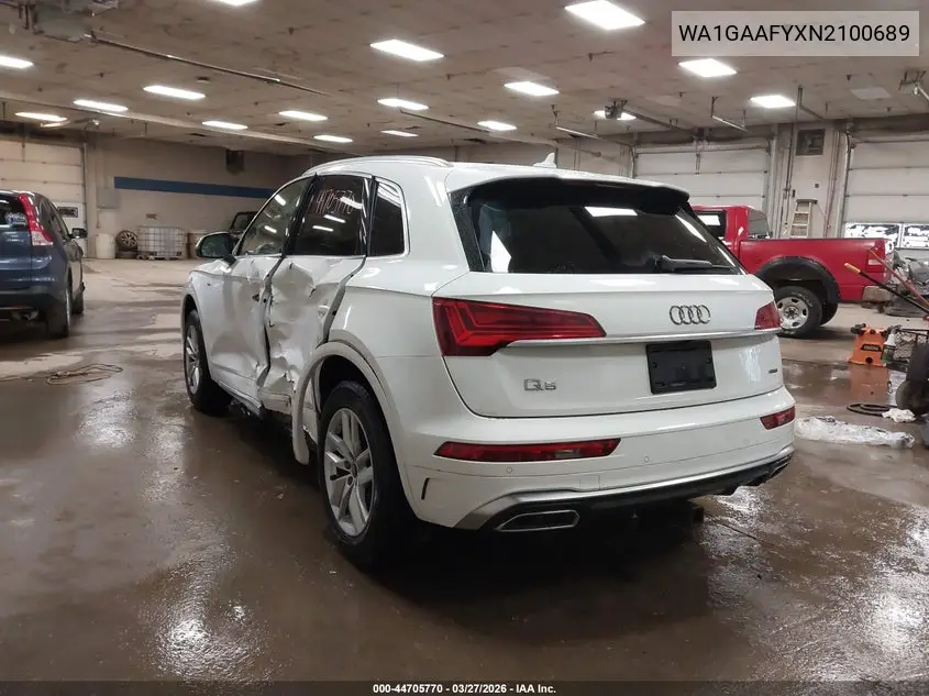 2022 Audi Q5 Premium 45 Tfsi S Line Quattro S Tronic VIN: WA1GAAFYXN2100689 Lot: 44705770