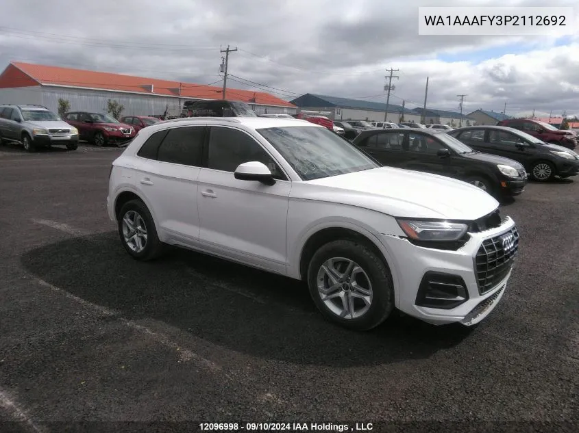 2023 Audi Q5 Komfort 45 VIN: WA1AAAFY3P2112692 Lot: 12096998