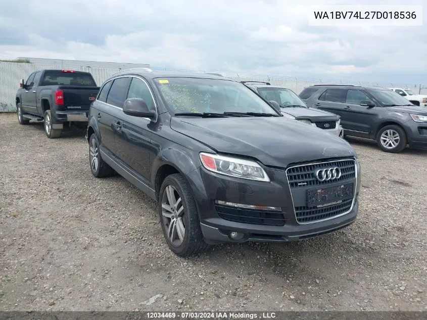 2007 Audi Q7 VIN: WA1BV74L27D018536 Lot: 12034469