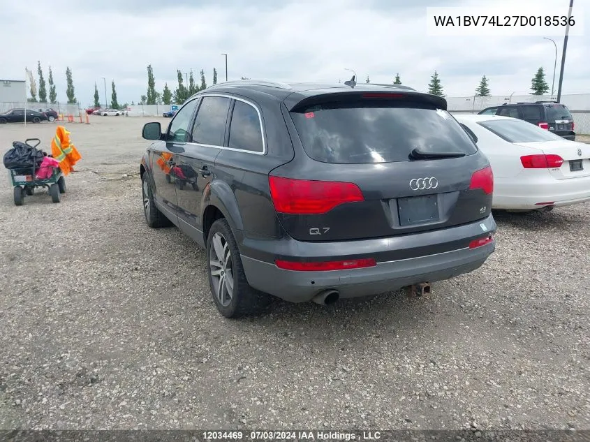 2007 Audi Q7 VIN: WA1BV74L27D018536 Lot: 12034469