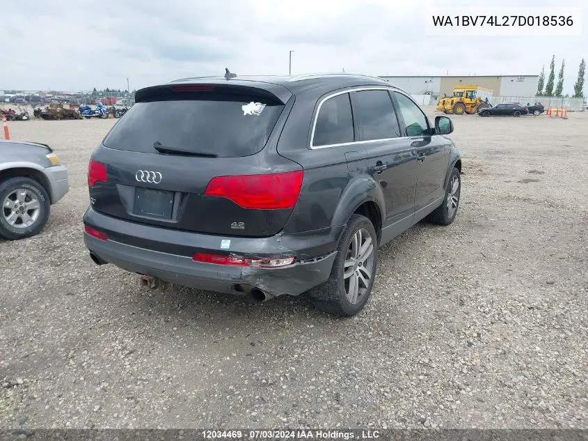 2007 Audi Q7 VIN: WA1BV74L27D018536 Lot: 12034469