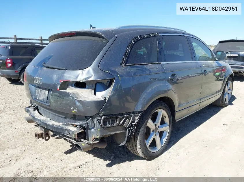 2008 Audi Q7 VIN: WA1EV64L18D042951 Lot: 12090559