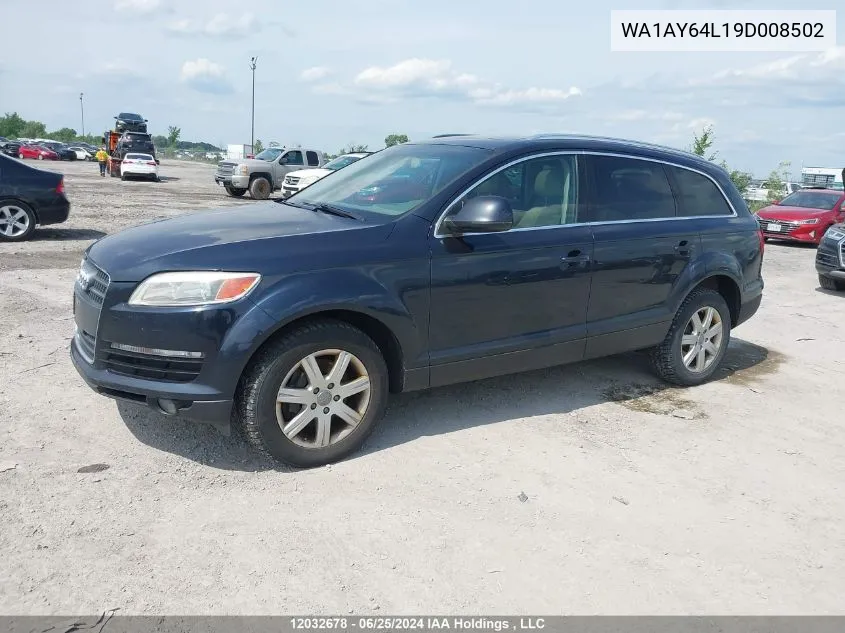 2009 Audi Q7 VIN: WA1AY64L19D008502 Lot: 12032678