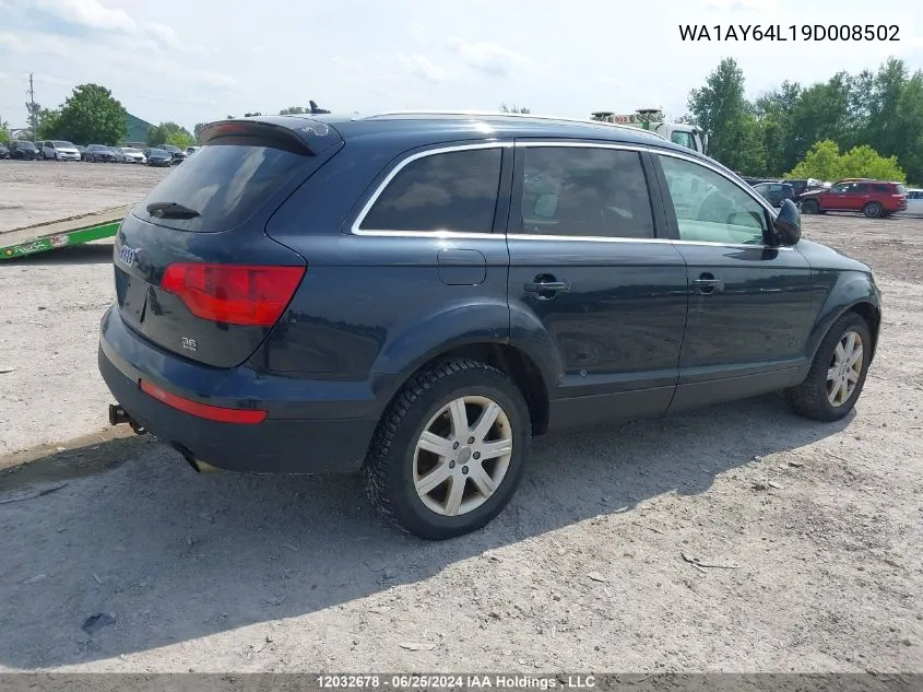 2009 Audi Q7 VIN: WA1AY64L19D008502 Lot: 12032678