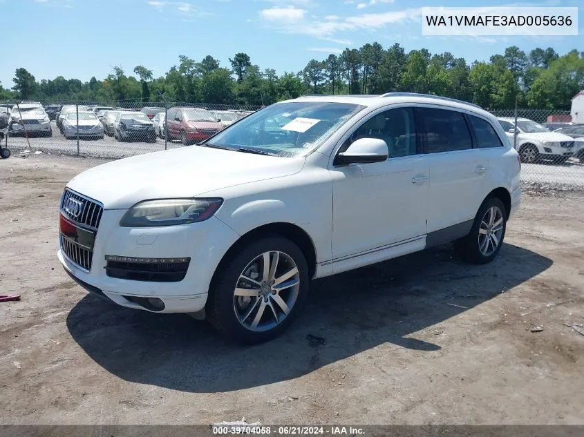 2010 Audi Q7 3.0 Tdi Premium VIN: WA1VMAFE3AD005636 Lot: 39704058