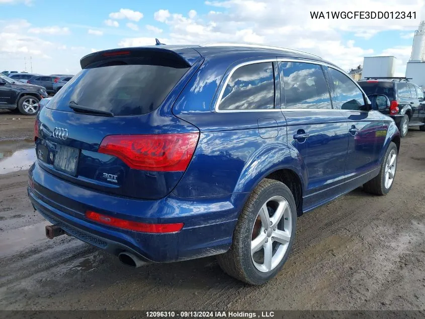 2013 Audi Q7 VIN: WA1WGCFE3DD012341 Lot: 12096310